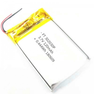 3.7 В 120 мАч изнашиваемый литий-полимерный аккумулятор ft302030p