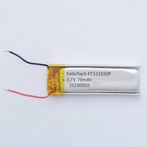 3.7 В 70 мАч изнашиваемый литий-полимерный аккумулятор ft331030p